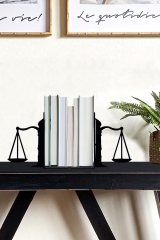 Metal Kitap Tutucu Adalet Terazisi Figürlü Kitap Desteği, Dekoratif Kitaplık